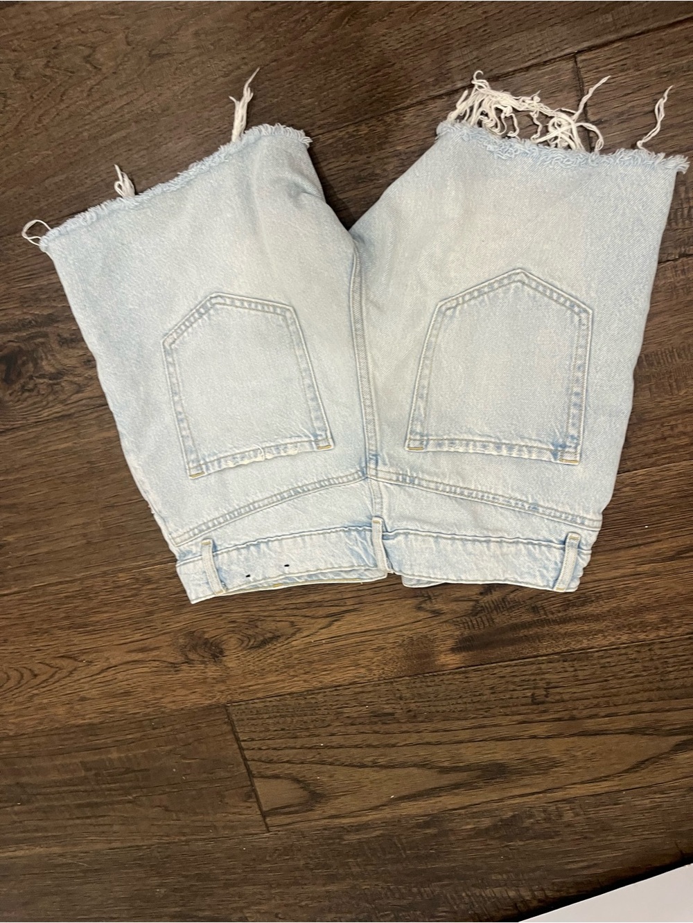 Dynamite Light Blue Frayed Hem Denim Shorts